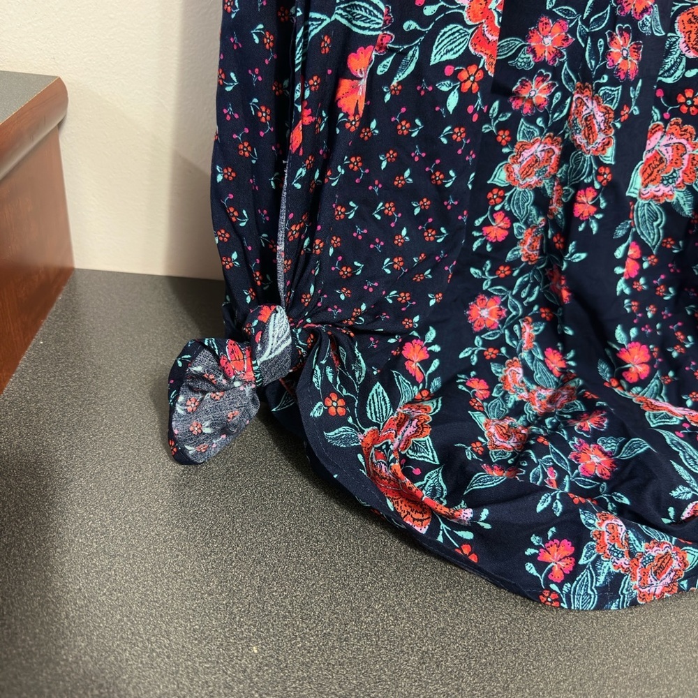 Xhilaration Red and Blue Floral Strapless Floral Print Dress - Picture 3 of 5